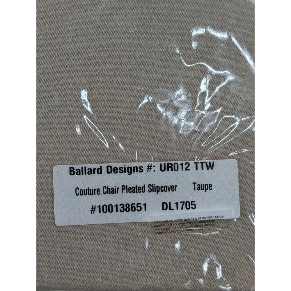 NWOT-READ! $59😍Ballard‎ Designs Couture Chair Slipcover Twill Pleated Taupe